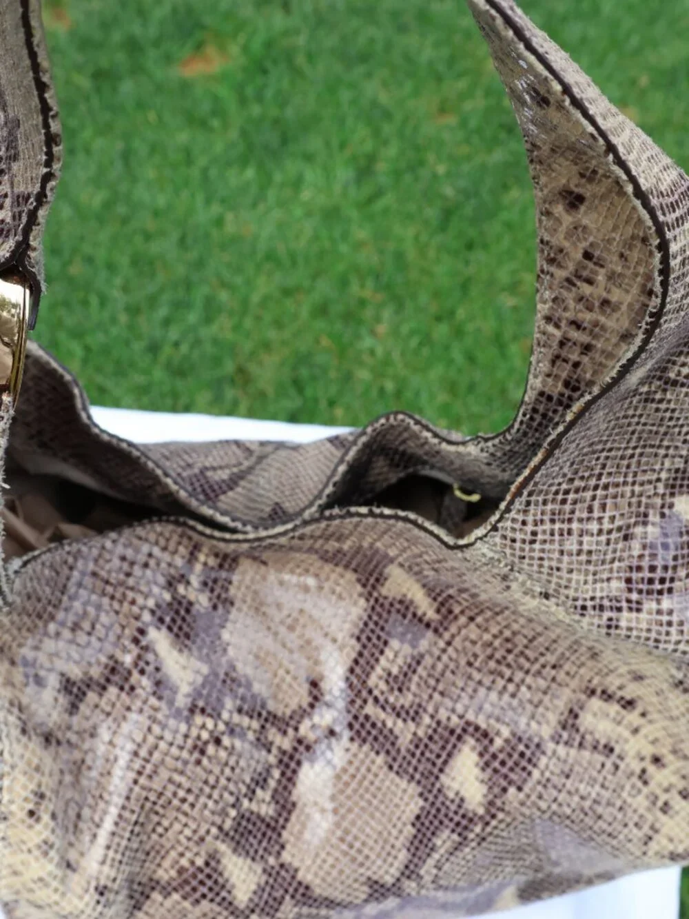 Michael Kors Brown, Tan & Gray Python-Print Hobo Bag